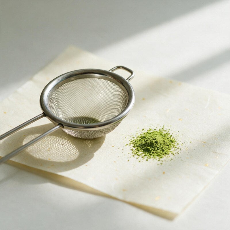 Matcha sifter with sifted matcha