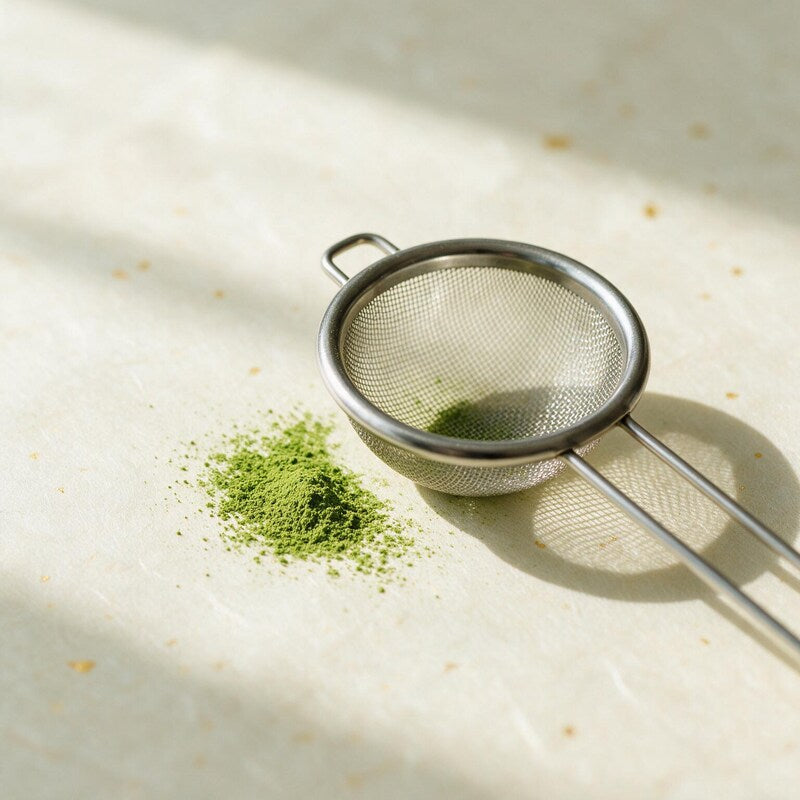 Matcha sifter, angled view